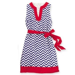 Mud Pie Game Day Dress Navy/ Red Chevron